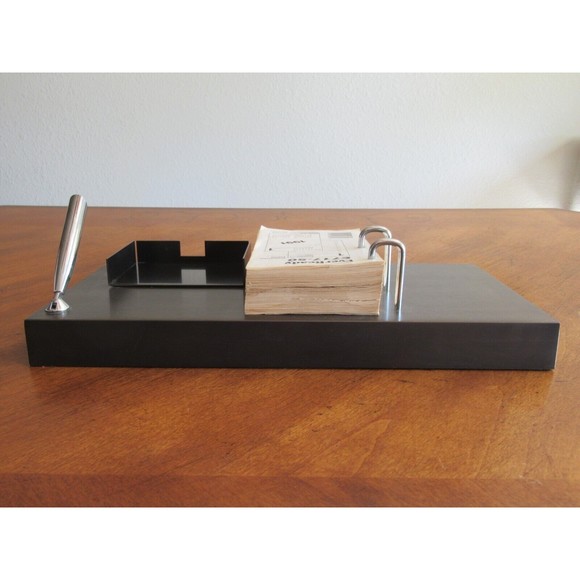 Vintage Smith Metal Arts Desk Set Pen Card Notes Holder Calendar Organizer - Picture 5 of 16
